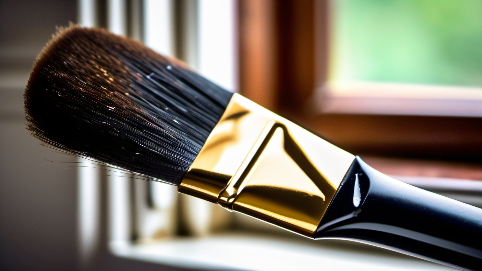 Professional angled brush cutting crisp white paint along window trim in an upscale MetroWest Boston colonial home