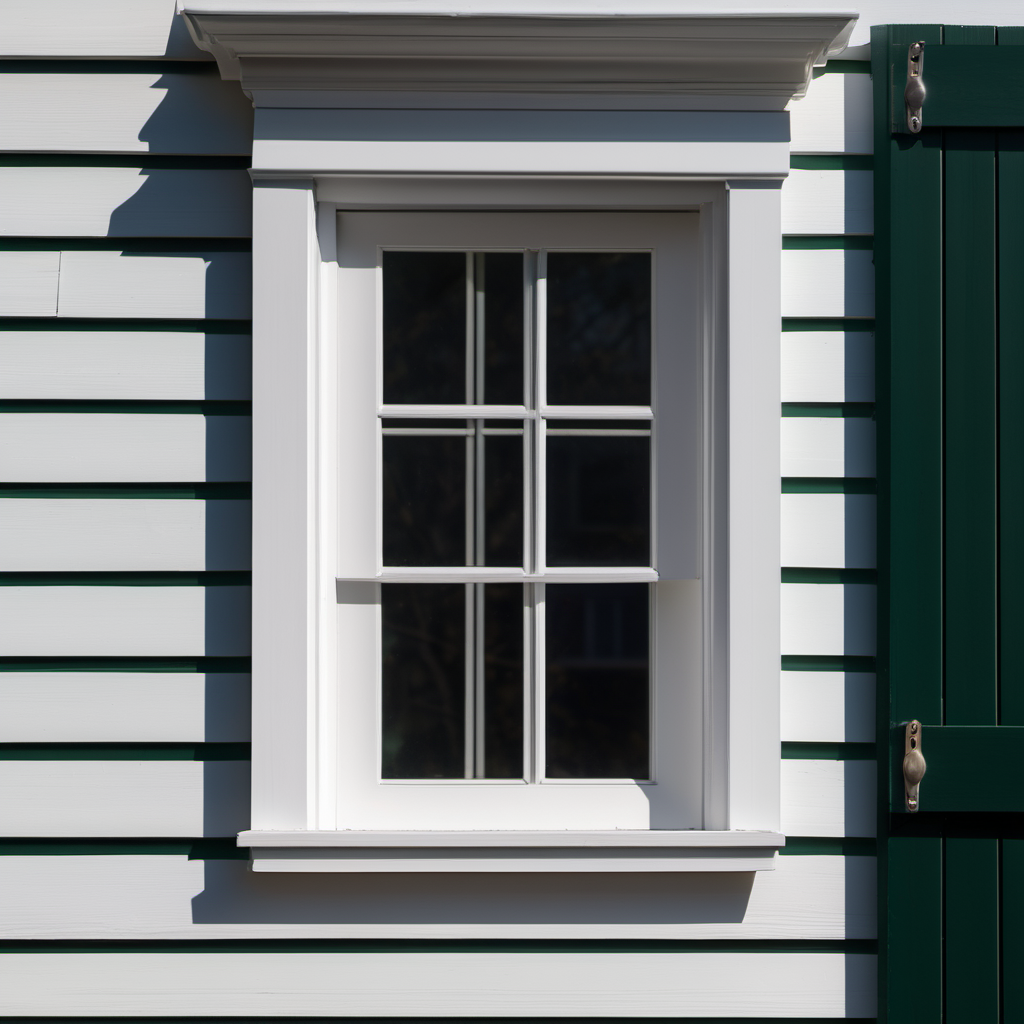 Close-up of exterior trim prep and caulking on a MetroWest Boston home before spring painting