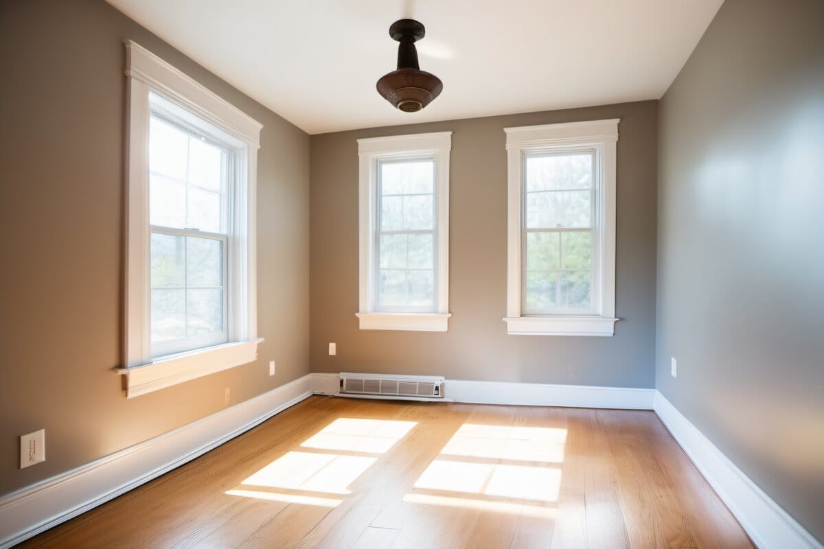 Freshly painted bright bedroom in a Holliston rental unit ready for new tenants