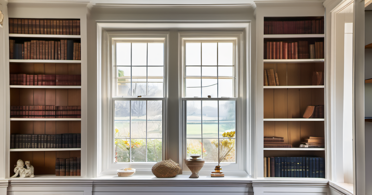 Original wood casings and trim in a historic New England colonial home interior, warm afternoon light through double-hung windows, historic architectural detail