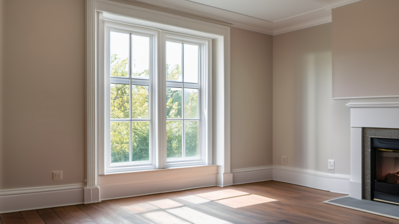 Freshly painted white trim and neutral walls in a MetroWest rental unit, clean crisp edges after professional interior painting