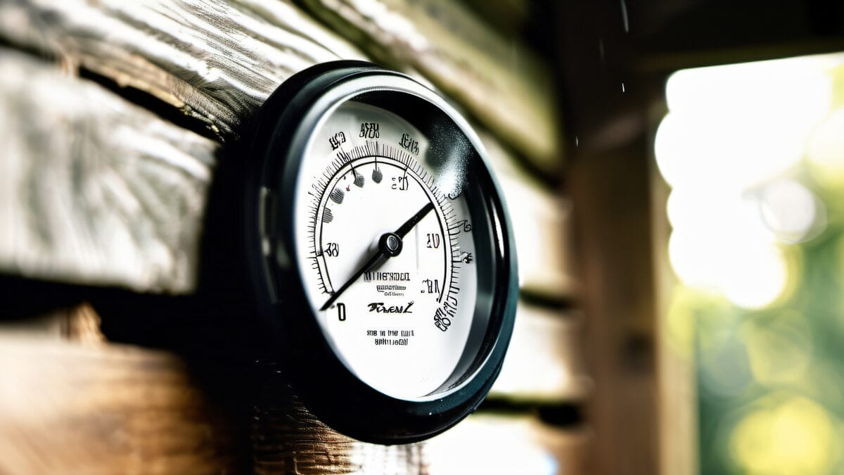 Digital hygrometer measuring humidity near exterior wall of a Holliston Massachusetts home before painting