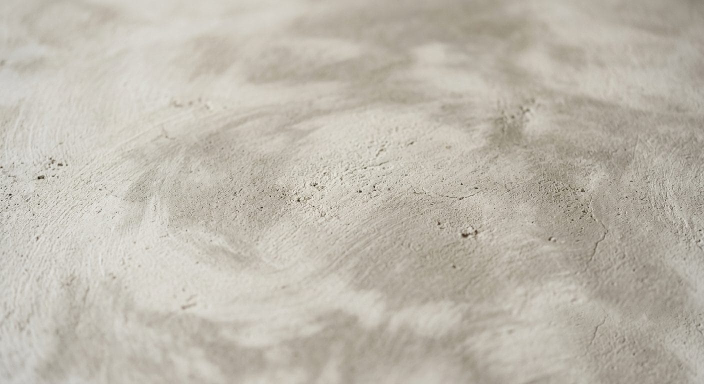Close-up of a soft mottled white limewash wall finish showing chalky matte depth and gentle cloud-like movement