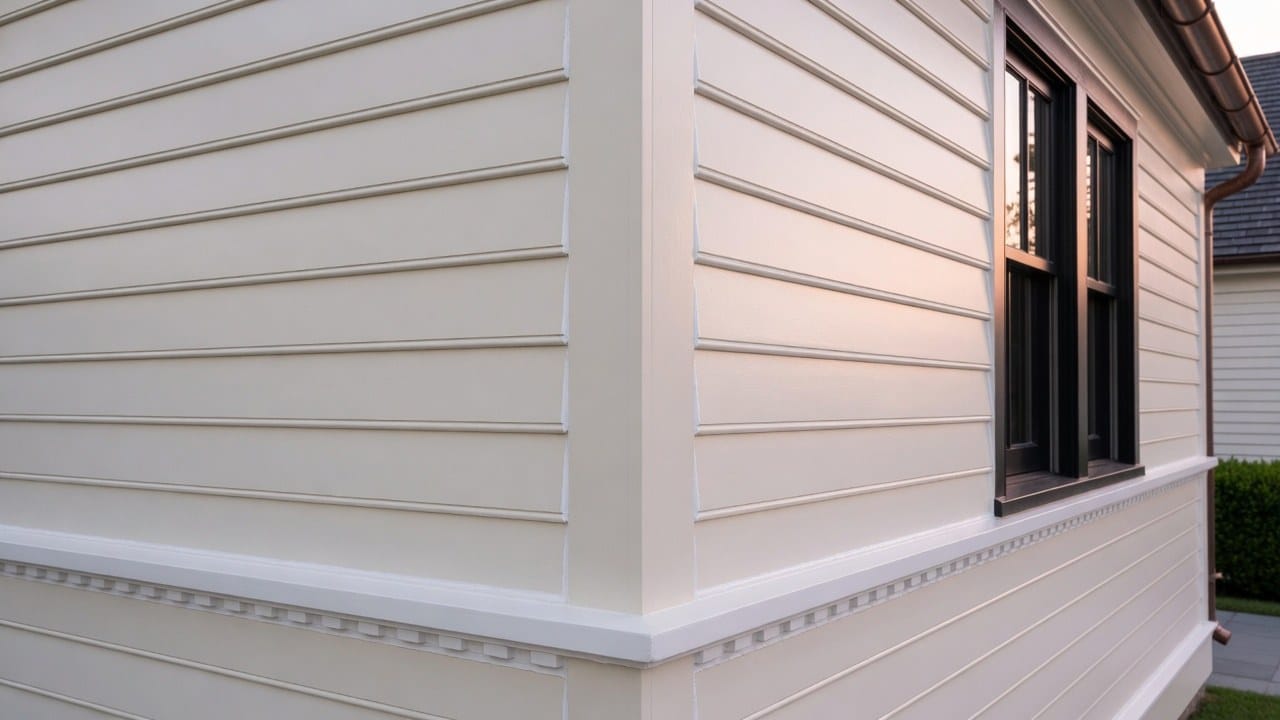 Solid white painted cedar clapboard siding with smooth finish on a New England colonial home