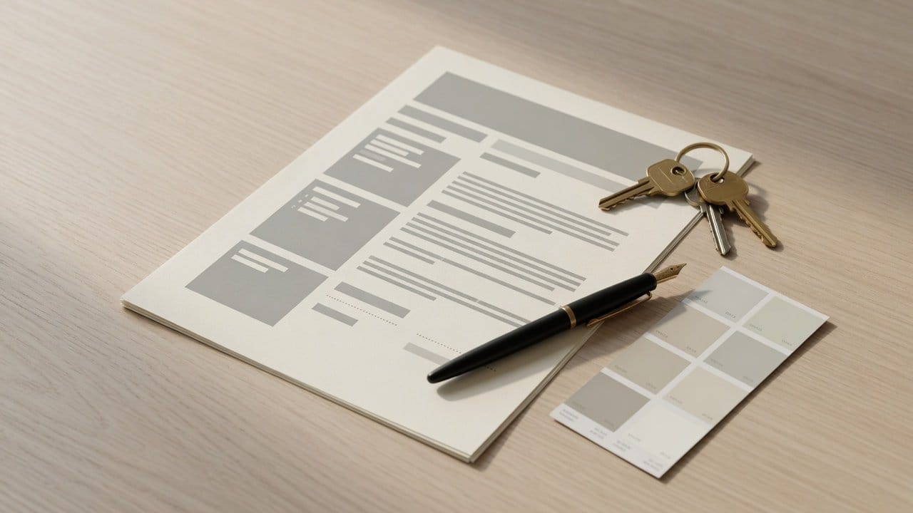 Written home improvement contract showing a dollar based payment schedule on a kitchen table in a MetroWest Boston home