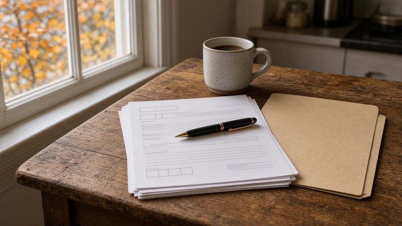 Lead paint disclosure paperwork on a kitchen table in an older Massachusetts home being prepared for sale